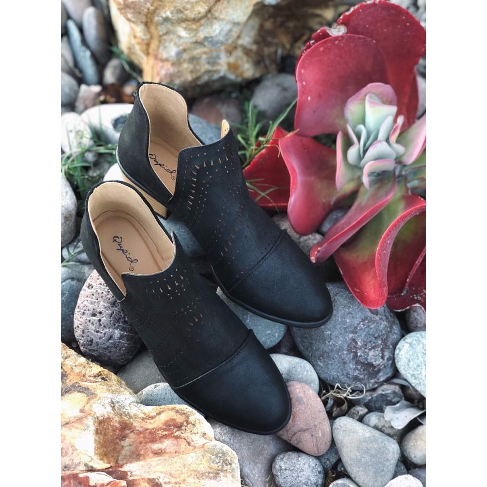 Black Slip-On Ankle Booties